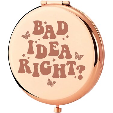 KEYCHIN Music Album Pocket Mirror Singer Fans Gifts Bad Idea Right Song Music Compact Makeup Mirror for Women Girls (Bad IDEA-RG)