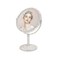 KEYPOWER Bling Rhinestone Makeup Vanity Mirror Round with Stand Double Side Cosmetic Glitter Movable Desk Bathroom Bedroom Tabletop(White)