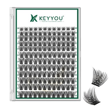 Lash Clusters 144pcs Eyelash Clusters D Curl 8-18MIX Individual Lashes KEYYOU Air Touch Cluster Lashes Super Lightweight Soft Wispy Comfortable Easy DIY at Home(Air01-D-8-18MIX)