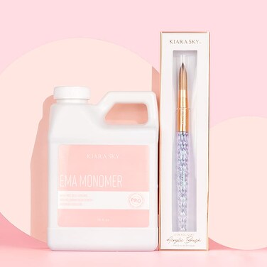 Kiara Sky EMA 16fl oz Liquid Monomer and 100% Kolinsky Brush Starter Duo (16 fl oz Monomer + Kolinsky Size 10 Brush)