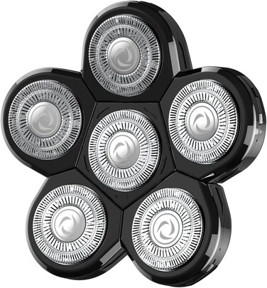 Head Shaver Replacement Heads, Kibiy 6 Blades Replacement Head, Bald Shaver Replacement Head, Replacement Shaver Head, Shaver Heads Replacement (Black)