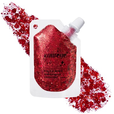 Holographic Face Glitter Gel Body Shimmer Makeup for for Hair, Face, Clavicle, Arm, Nail, Eyeshadow, Long Lasting Waterproof Mermaid Sequins Party Glitter for Rave Festival, 1.35oz (Garnet Red #14)