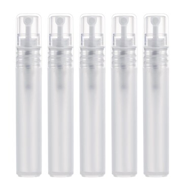 5pcs 8ml Perfume Atomizers Refillable, Matte Plastic Small Spray Bottles for Travel Fine Mist Empty Spritzer Bottles for Hair Face Plants (White)
