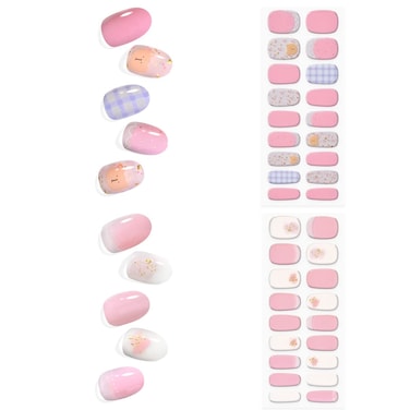 36pcs Semi Cured Gel Nail Strips Salon-Quality UV Gel Nail Wraps Stickers,Real Gel Nail Polish Strips Long Lasting Easy to Apply Semi-Cured Gel Nail Stickers with Prep Pads, Nail File, Wooden Stick