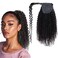 Kinky Curly Ponytail Human hair Wrap Around Short Ponytail Extension for Women Clip Ins Afro Curly Pony Tails with Magic Paste Ponytail Hairpiece 16" inch 100grams
