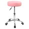 KKTONER Round Rolling Stool Chair PU Leather Height Adjustable Shop Stool Swivel Drafting Work SPA Salon Stools with Wheels Office Chair (Pink)