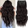 KooKaStyle Clip in Long Wavy Synthetic Hair Extension 20 Inch 4PCS Dark Brown Hairpieces Fiber Thick Double Weft Hair Extension for Women