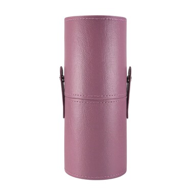 Portable Makeup Brush Case,Pu Leather Makeup Brush Holder with Button,Travel Cup Storage Dustproof Makeup Cosmetic Bags for Women (Purple)