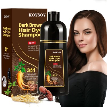 Dark Brown Hair Dye Shampoo 3 in 1，100% Covers Gray Hair，Hair Color Shampoo Can Avoid Going to the Salon to Dye Your Hair，Convenient and Effective Shampoo Hair Dye(500mL，17.6 Fl Oz)(Dark Brown)