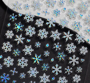 Snowflake Nail Stickers 5D Embossed Laser Christmas Snow Nail Art Stickers Self-Adhesive Pegatinas U&ntilde;as Xmas Snow Designs Winter Holiday Nail Decals Nail Art Supplies for Women Girls Acrylic Nails