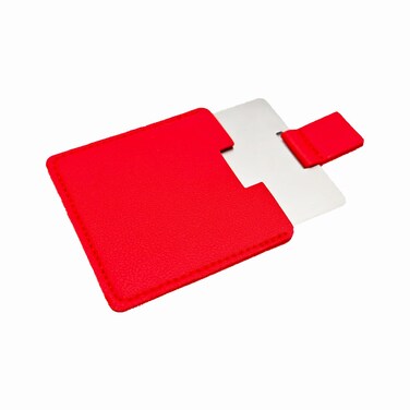 Pocket Mirror Travel Mirror 2.36 Inches Mini Handheld Stainless Steel Unbreakable Mirrors with PU Leather Case (Red)
