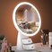Lighted Makeup Mirror with Organizer, Rechargeable Tabletop Basics Makeup Mirror, Round Vanity Mirror with Lights, 3 Color Modes &amp; Adjustable Brightness, White
