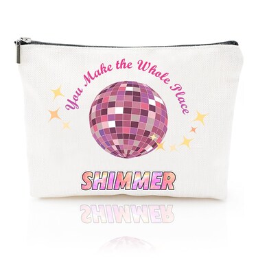 You Make The Whole Place Shimmer Makeup Bag, Travel Cosmetic Bag, Music Lovers Merch Travel Toiletry Makeup Storage Organizer, With Zipper Pouch, Double-sided Printing (Shimmer)