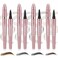 4 Pack 3D Eyebrow Pencil, 4 Tip Microblading Eyebrow Pencil, 24 Hours Smudge Proof Brow Pen, Brow Pen Makeup Natural Fine Stroke, Waterproof Eyebrow Pencil (Light Brown, Dark Brown, Grey, Black)