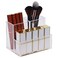 Acrylic Makeup Organizer Cosmetic Storage Makeup Display Case Makeup Brush Holder Lipstick Dispenser Canister Bathroom Container (5.1 x 3.5 x 3.9 in, 3 Partitions, Transparent)