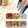 Fall Nail Art Glitters - Maple Leaf Nail Art Supplies Sequins 3D Gold Laser Nails Glitter Flake Holographic Fall Leaves Glitter Nail Sticker for Manicure Autumn Winter Gel Nail Art Decorations 6 Grids