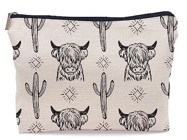 Western Cow Makeup Bag,Western Cow Gifts For Women,Cowgirl Stuff For Women,Cowgirl Gifts