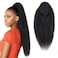 Drawstring Ponytail Extension Human Hair Kinky Straight 100% Human Hair Ponytail Yaki Drawstring Ponytail Extensions Natural Black 1B for Women Clip in Ponytail Hair Extensions 18 Inch