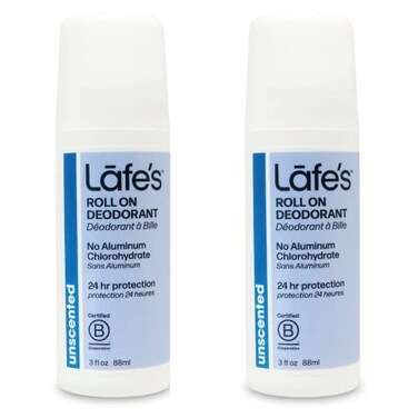 Lafe's Natural Deodorant   3oz Roll-On Aluminum Free Natural Deodorant   Paraben Free &amp; Baking Soda Free with 24-Hour Protection   Unscented   2 Pack