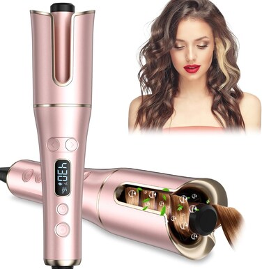 Automatic Curling Iron, Auto Hair Curler Wand with 4 Temperatures &amp; 3 Timers &amp; LCD Display, Curling Iron with 1" Large Rotating Barrel, Dual Voltage Auto Shut-Off Spin Iron for Hair Styling