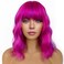 Short Bob Wigs with Bangs for Women Loose Wavy Wig Curly Wavy Shoulder Length Bob Synthetic Cosplay Wig for Girl Colorful Costume Wigs (Rose mixed Purple)