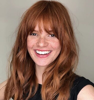 LANOVA Ginger Wigs with Bangs, Auburn Wigs for Women, Synthetic Hair Copper Red Wig, Loose Curly Long Hair Wig 20 inch LANOVA-146