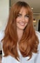 LANOVA Ginger Wigs with Bangs, Ombre Brown Copper Brown Synthetic Hair Full Wig, Natural Straight Wigs for Women, Realistic Looking Glueless Wig 22 inch LANOVA-202