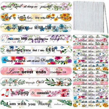 50 Pack Christian Gifts for Women Bulk Bible Verse Scripture Nail Files Floral Emery Boards Christian Religious Party Gifts Employee Appreciation Gifts for Team Staff Coworkers Teachers