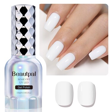 BEAUTPAL White Gel Nail Polish 15ML Soak Off UV LED Gel Polish Nail Art Manicure Salon DIY at Home, Color 101 Pure White
