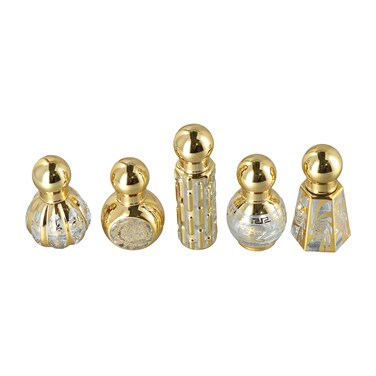 Leadigol Perfume Bottle,Arabic Mini Refillable Bottle Electroplating Oil Container Transparent Empty Roll-On Bottles,5PCS