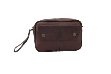 Vintage Handmade Real Brown Leather Toiletry Bag For Men, Shaving Kit Organizer Pouch Wash Bag Case