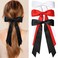 3Pcs Silky Satin Hair Bow Clips for Women Girls   Black White Red Bows for Hair with Long Tail   Hair Ribbon Ponytail Holder Accessories   Cute Bow Hair Clips for Women Girls Toddlers Teens Kids