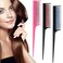 Leinuosen 3 Pcs Triple Teasing Comb Rat Tail Tool Tease Layers Pintail Comb for Women Back Root Teaser Adding Volume Structure Styling(Black and Red, Black and Blue, Pink and Black)