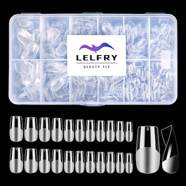 Square Fake Nails 120pcs,Square Gel Nail Tips Clear Nails Pre-shape Full Cover Acrylic Square Nails French False Nails For Nail Extension Nail Art,12 Sizes False Gelly Tips