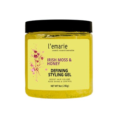 L'emarie Defining Styling Gel with Irish Moss &amp; Honey for Curvy, Wavy &amp; Straight Hair - Long-Lasting Hold, No Stickiness, Non- Flaking, Alcohol-Free