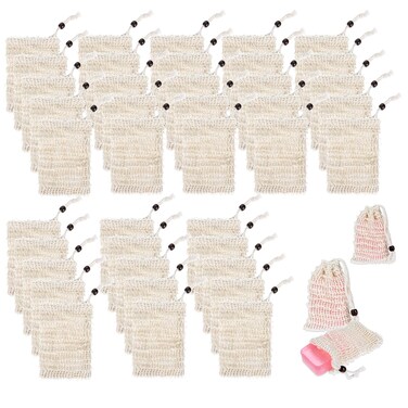 40 Soap Bags Mesh Exfoliating, 100% Natural Sisal Soap Pouch, Soap Savers for Shower Use Like Massaging and Scrubbing