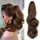 Ponytail Extension Clip in Claw 18" Curly Wavy Pony Tails Clip-on Long Hairpiece Jaw for Women Light Chestnut Brown