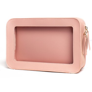 LETGO Clear Makeup Bags, TSA Approved Toiletry Bag with Zipper, Clear Makeup Organizer Fit Carry-on Travel Essentials,Clear Cosmetic Bags for Women Men (C-Pink)