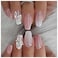 Gradient Pink Press on Nails Medium Length Glossy False Nails with Glue on Nails Flower Rhinestone Designs Artificial Acrylic Fake Nails Office Home Bling Sequins Stick on Nails for Women Girls