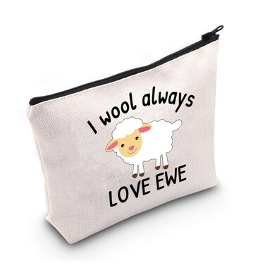 LEVLO Funny Lambs Farm Animals Lovers Gifts I Wool Always Love Ewe Makeup Bags Lamb Sheep Pun Xmas Valentine Travel Case (always love ewe-black)