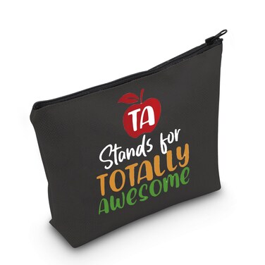 LEVLO Teacher Assistants Gifts TA Stands For Totally Awesome Makeup Bags End Of Term Gift TA Bags (TA Stands-black)