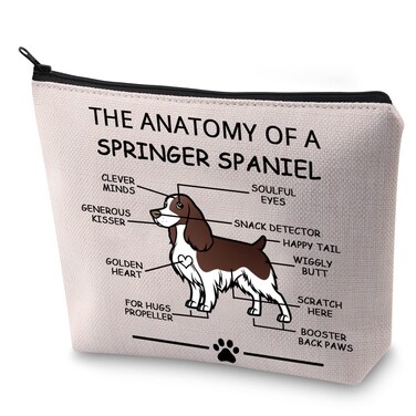 LEVLO Funny Springer Spaniel Dog Lovers Gifts The Anatomy of A Springer Spaniel Cosmetic Bags Springer Spaniel Veterinary Mom Travel Toiletry Bags (Springer Spaniel)