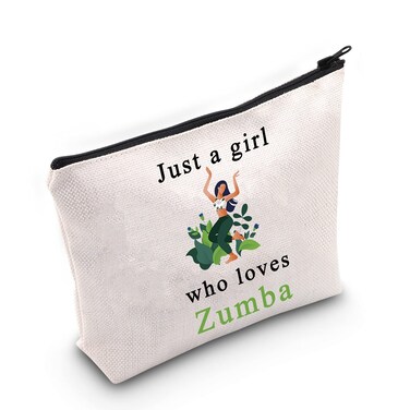 LEVLO Fitness Dance Cosmetic Make Up Bag Fitness Dance Workout Gift Just A Girl Who Loves Dance Makeup Zipper Pouch Bag (Who Loves Zumba)