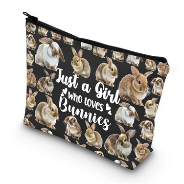 LEVLO Funny Bunny Cosmetic Bag Animal Lover Gift Just A Girl Who Loves Bunnies Makeup Zipper Pouch Bag Bunny Lover Gift (Bunnies)