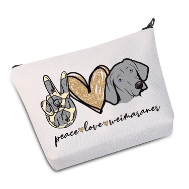 LEVLO Weimaraner Dog Make Up Bag Weimaraner Mom Gift Peace Love Weimaraner Make Up Zipper Pouch Bag For Dog Lover (Peace Weimaraner)