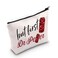 LEVLO Funny Drinks Lover Cosmetic Make Up Bag Drinks Fans Gift But First Drink Makeup Zipper Pouch Bag For Friend Family (First Pepper)