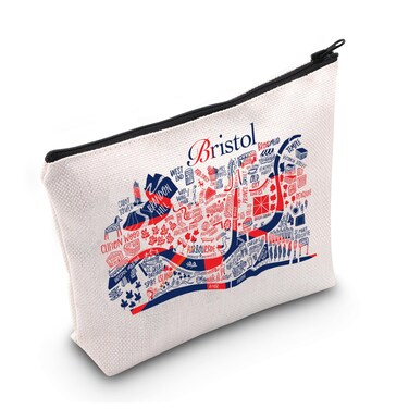 Bristol England Lover Makeup Bag Bristol UK Map Travel Vacation Holiday Cosmetic Bag BFF Women Gift (BRISTOL)