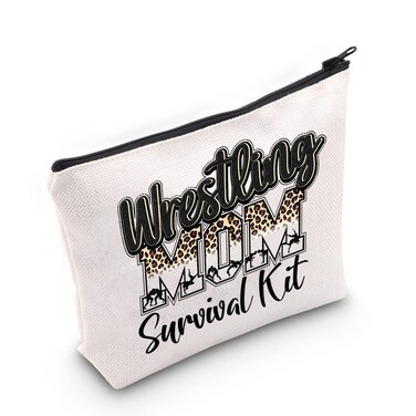 LEVLO Wrestling Mom Cosmetic Bag - Survival Kit Make Up Zipper Pouch Bag - Wrestling Merchandise