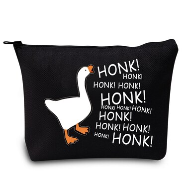 LEVLO Goose Play Cosmetic Make Up Bag Gaming Gamer Gift Honk Honk Honk Goose Makeup Zipper Pouch Bag For Friend Family (Honk Honk Black)