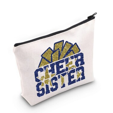 LEVLO Cheering Sister Cosmetic Bag Cheerleader Sisters Gift Cheer Sister Make Up Zipper Pouch Bag For Cheer Team (Cheer Sister)